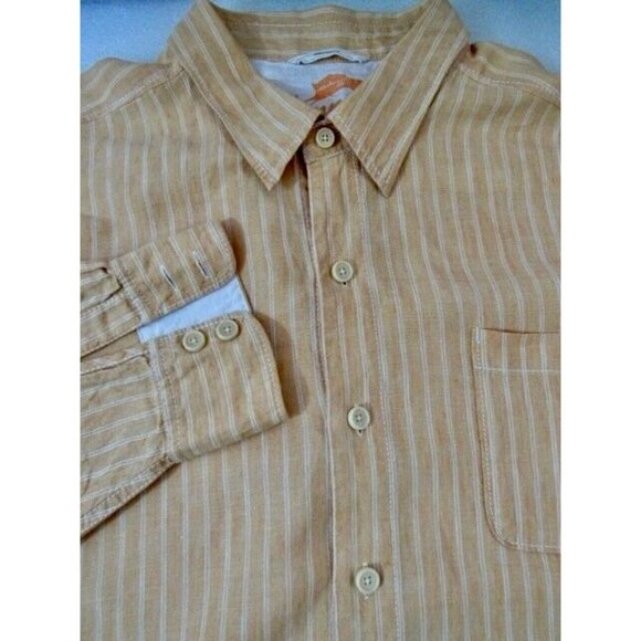 Tommy Bahama Relax Yellow Stripe Linen Button Down Shirt XXL/TG - Picture 3 of 7